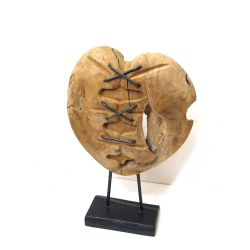 Serce z drewna tekowego dekoracja stojąca L